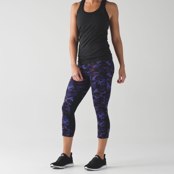 Lululemon Pace Rival Crop Purple Camo Leggings